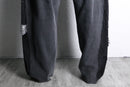 "Re:make" wide straight patchwork black denim pants