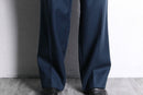 dark blue 2tuck wide tapered wool slacks