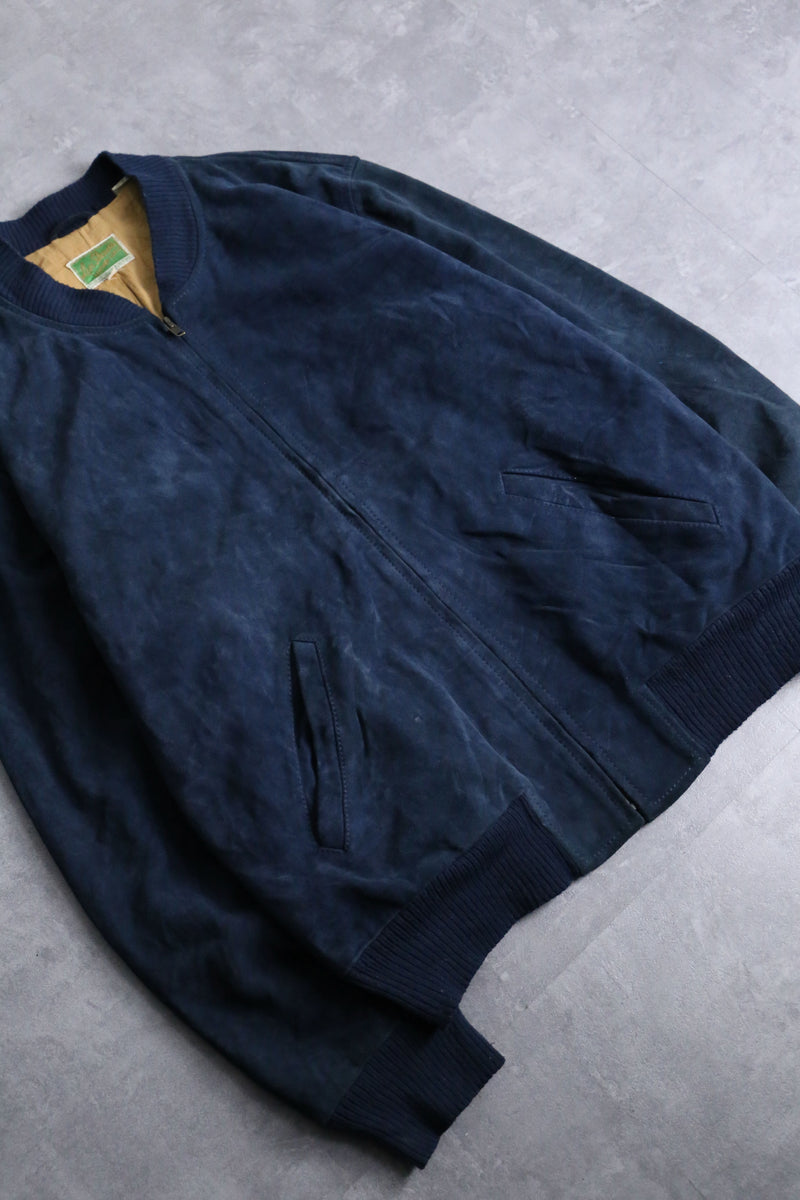 "Levi's" euro vintage sampling navy suede leather blouson