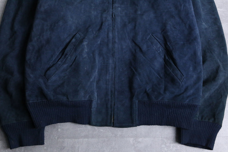 "Levi's" euro vintage sampling navy suede leather blouson