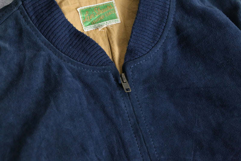 "Levi's" euro vintage sampling navy suede leather blouson