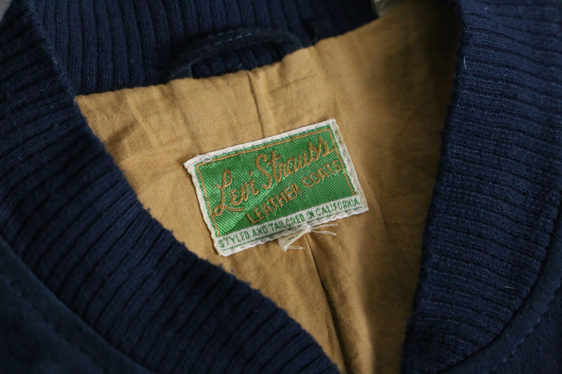 "Levi's" euro vintage sampling navy suede leather blouson