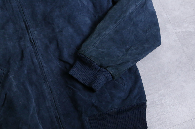 "Levi's" euro vintage sampling navy suede leather blouson