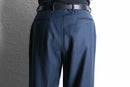 dark blue 2tuck wide tapered wool slacks