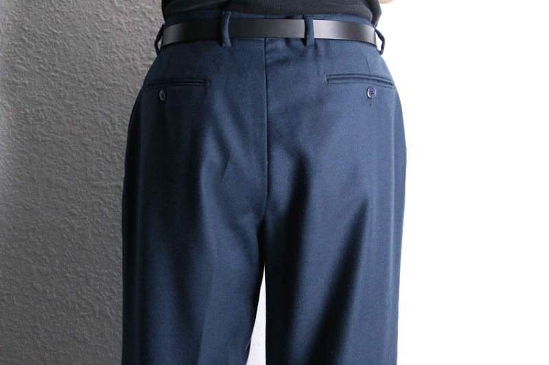 dark blue 2tuck wide tapered wool slacks