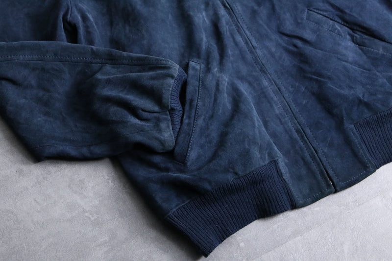 "Levi's" euro vintage sampling navy suede leather blouson