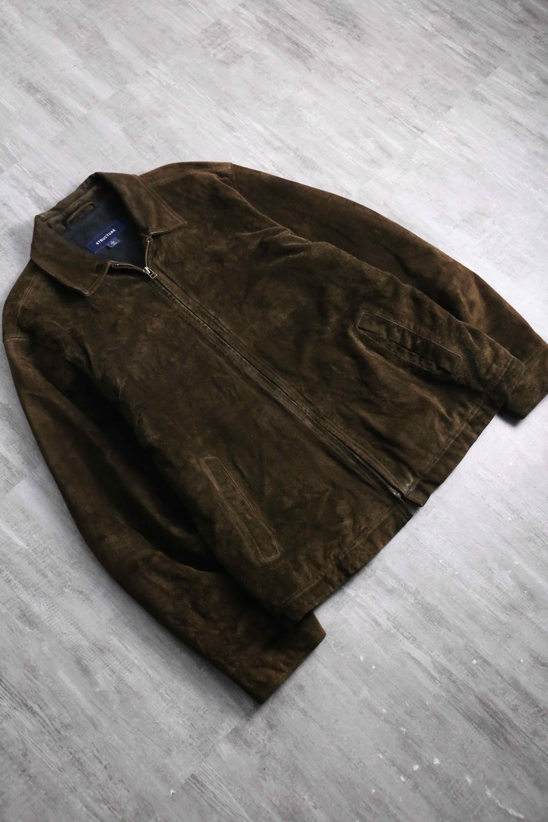 2000s STRUCTURE zip up suede jacket