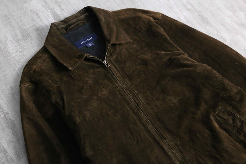 2000s STRUCTURE zip up suede jacket