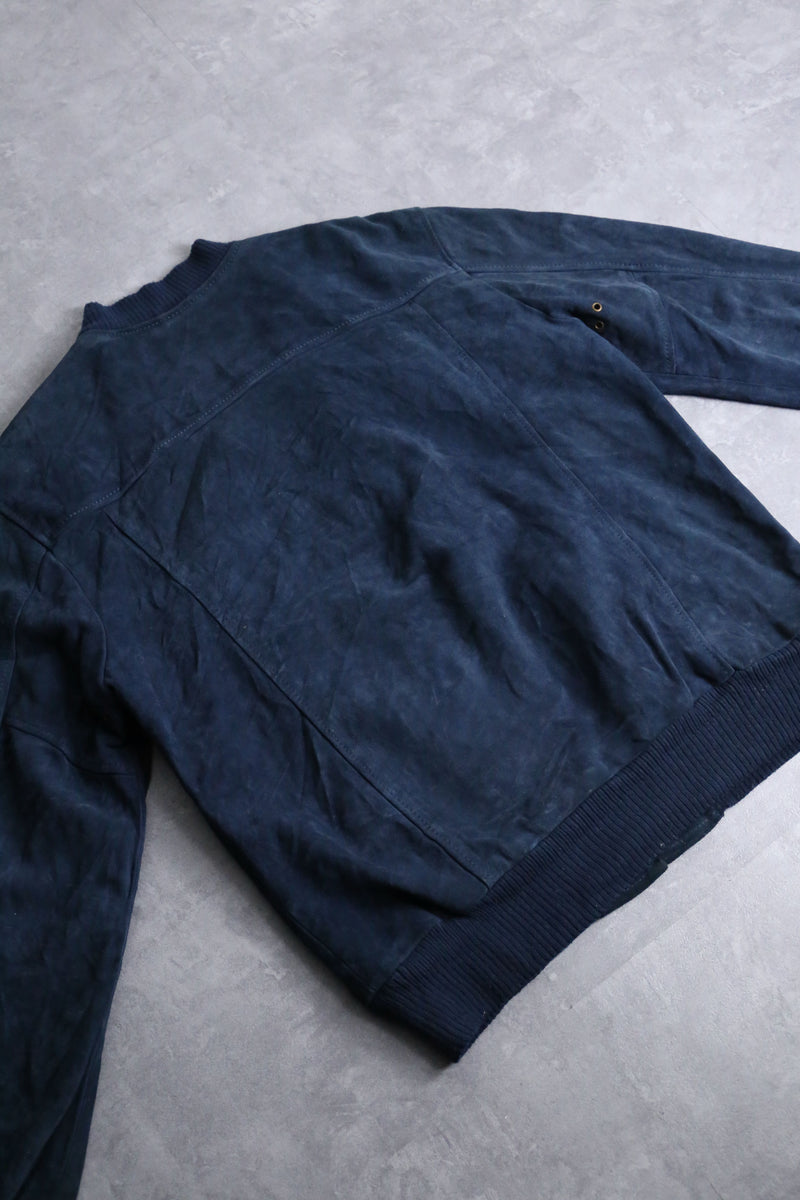 "Levi's" euro vintage sampling navy suede leather blouson