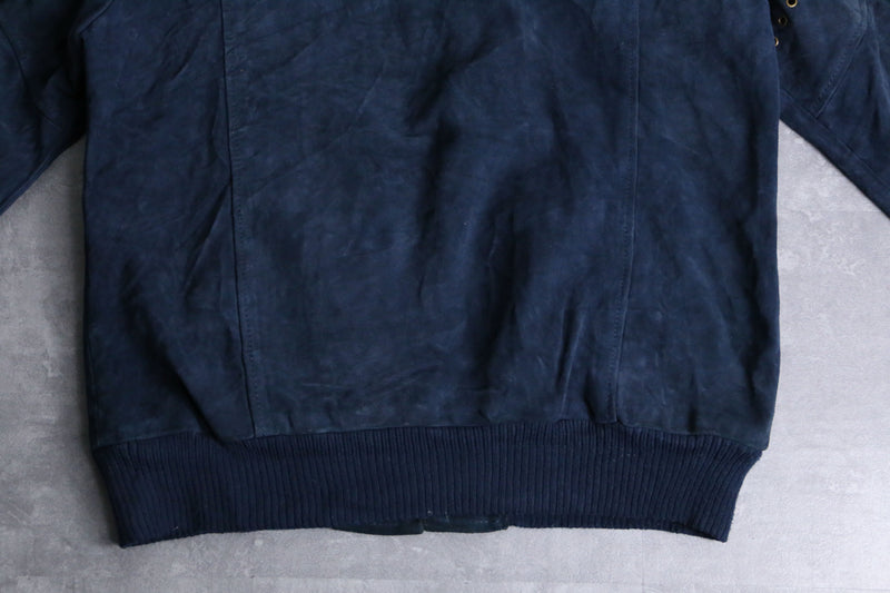 "Levi's" euro vintage sampling navy suede leather blouson