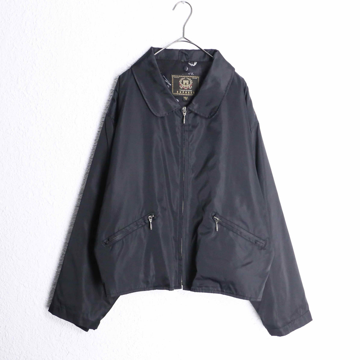 black short nylon zip up jacket black short nylon zip up jacket