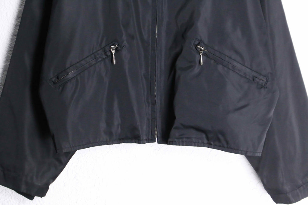 black short nylon zip up jacket