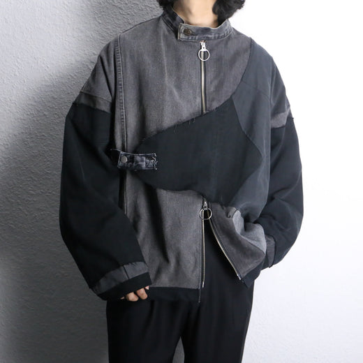"Re:make" asymmetrical denim docking jacket