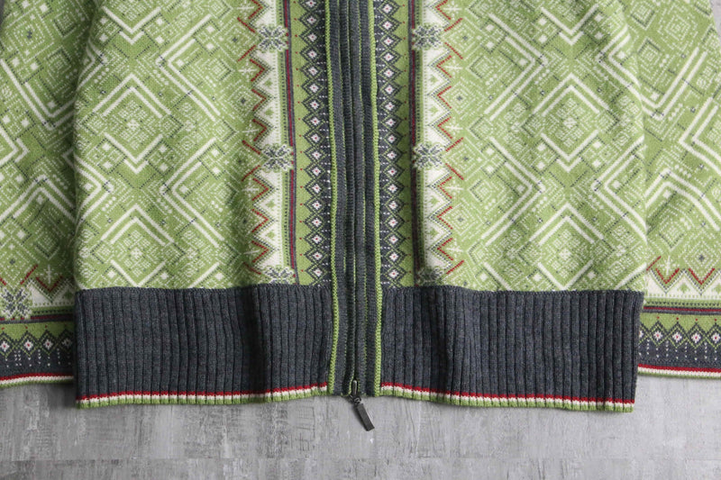 "Eddie Bauer" nordic taset double zip wool knit