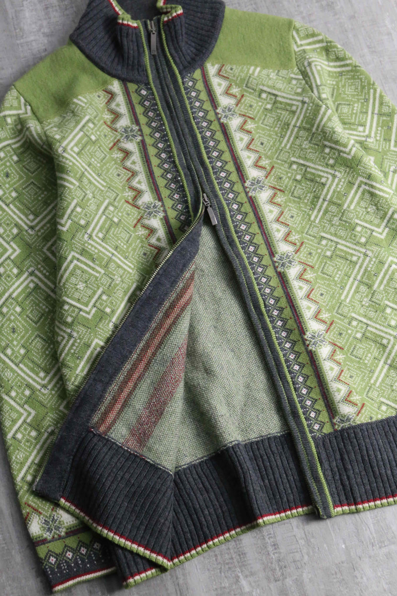 "Eddie Bauer" nordic taset double zip wool knit