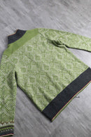 "Eddie Bauer" nordic taset double zip wool knit