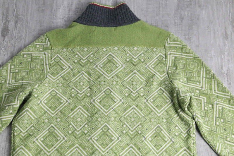 "Eddie Bauer" nordic taset double zip wool knit