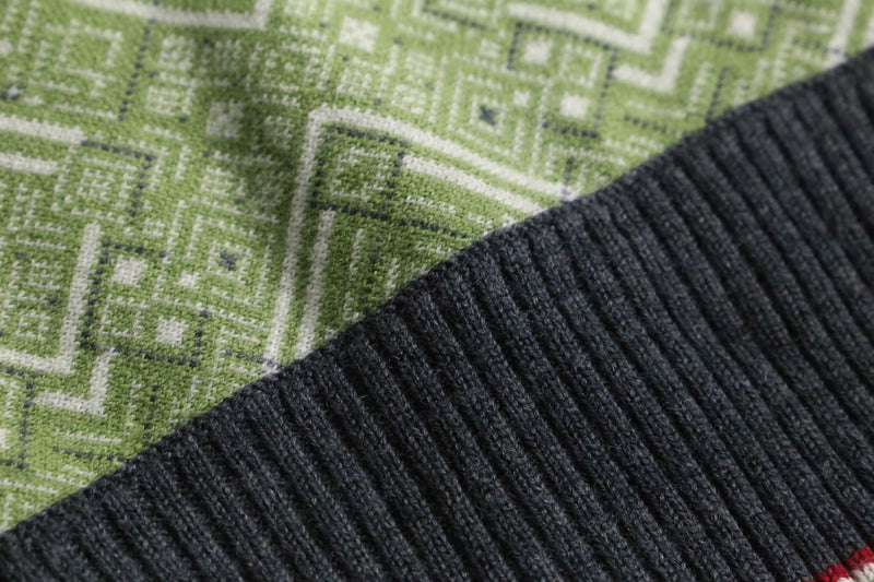 "Eddie Bauer" nordic taset double zip wool knit