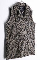 ”Calvin Klein” leopard design double riders motif fleece vest