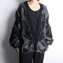 "Re:make" leather×mohair patchwork dolman cardigan