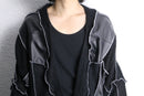 "Re:make" leather×mohair patchwork dolman cardigan