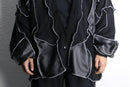 "Re:make" leather×mohair patchwork dolman cardigan