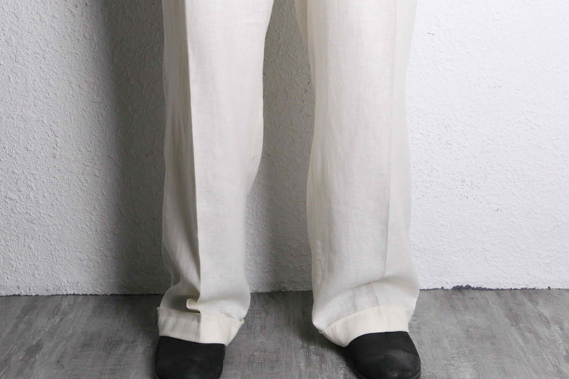 white 1tuck wide linen pants