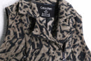 ”Calvin Klein” leopard design double riders motif fleece vest