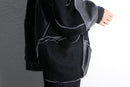"Re:make" leather×mohair patchwork dolman cardigan