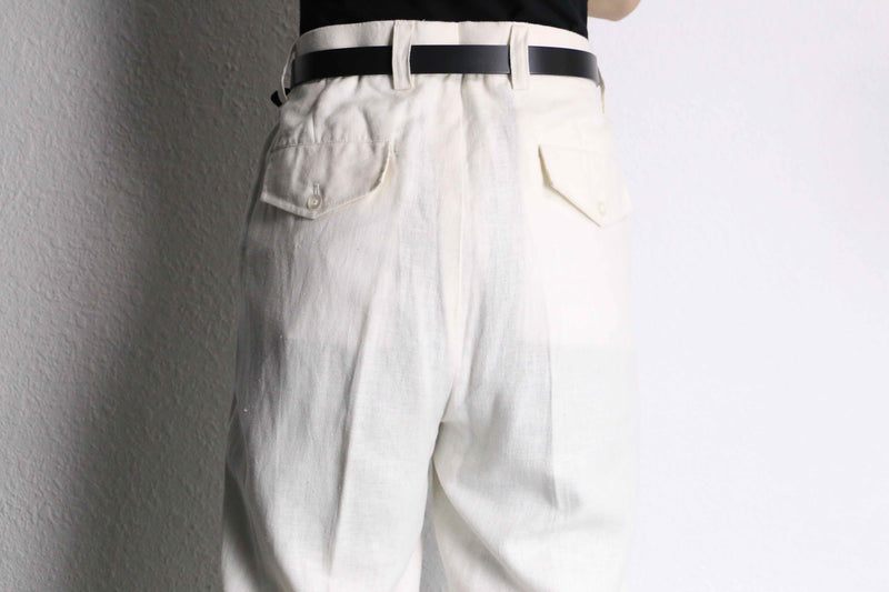 white 1tuck wide linen pants