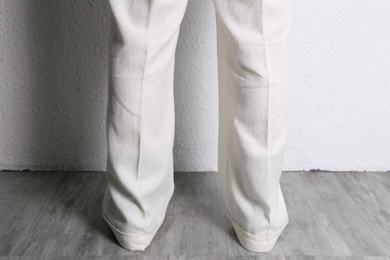 white 1tuck wide linen pants