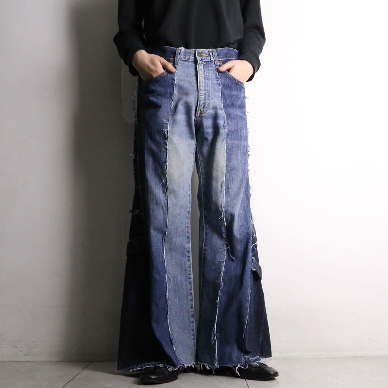 remake "再構築" 3 docking side belt buggy denim pants