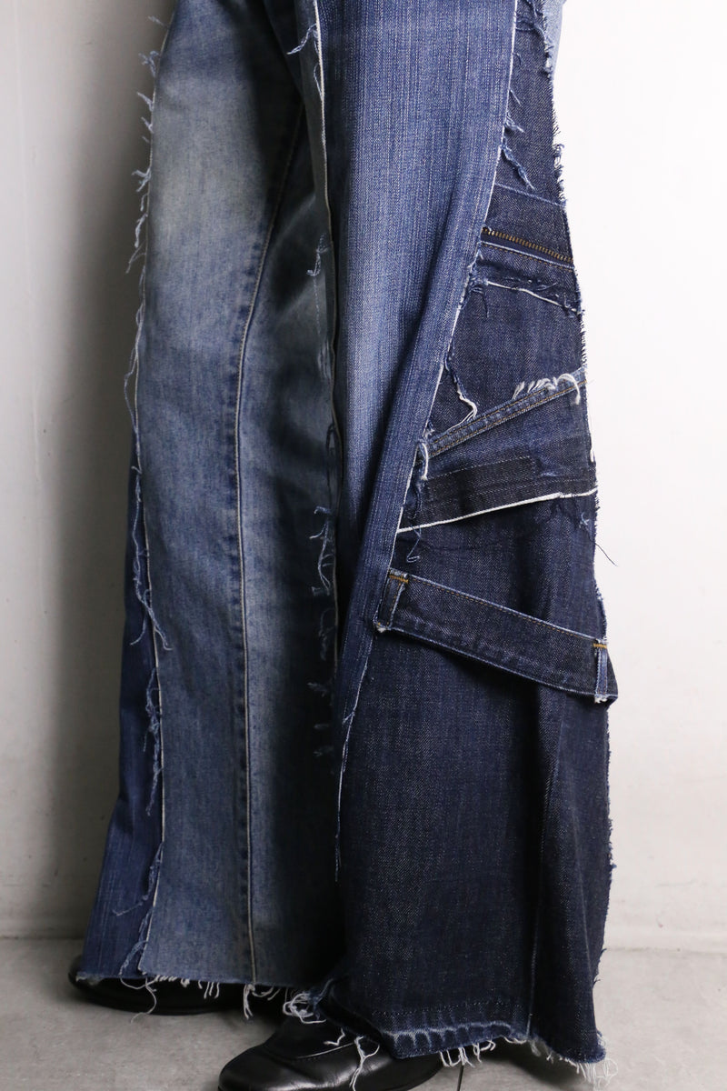 remake "再構築" 3 docking side belt buggy denim pants