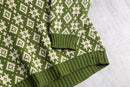 70’s~80’s geometric pattern Vneck wool knit