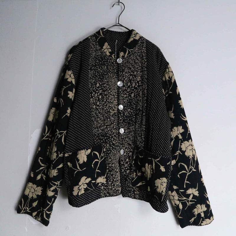 florets & dot patchwork design quilting jacket