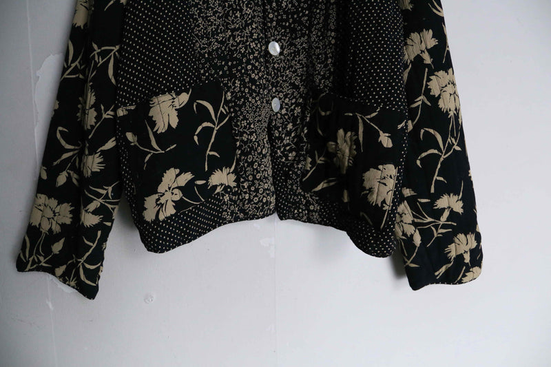 florets & dot patchwork design quilting jacket