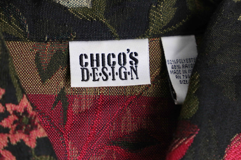 "CHICO'S" rose design gobelin tracker jacket