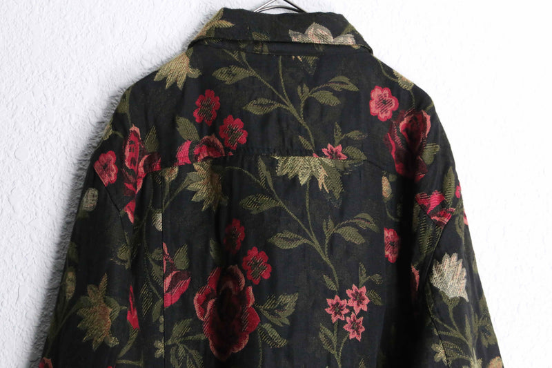 "CHICO'S" rose design gobelin tracker jacket