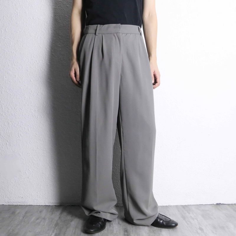 gray wide easy two-tuck slacks