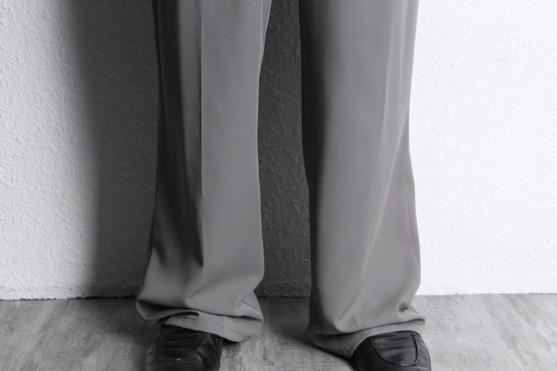 gray wide easy two-tuck slacks