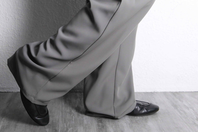 gray wide easy two-tuck slacks