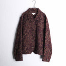 wine×black arabesque pattern jacquard jacket