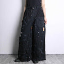 "Re:make" black buggy flare big denim pants