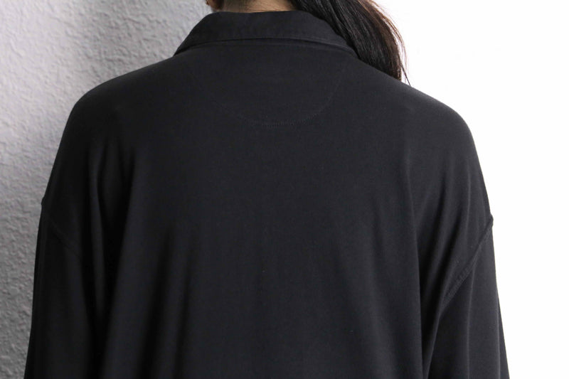 black knit switch design cotton L/S shirt