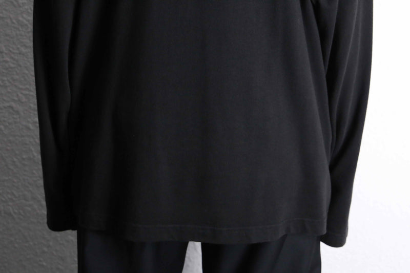 black knit switch design cotton L/S shirt