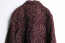 wine×black arabesque pattern jacquard jacket