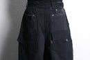 "Re:make" black buggy flare big denim pants