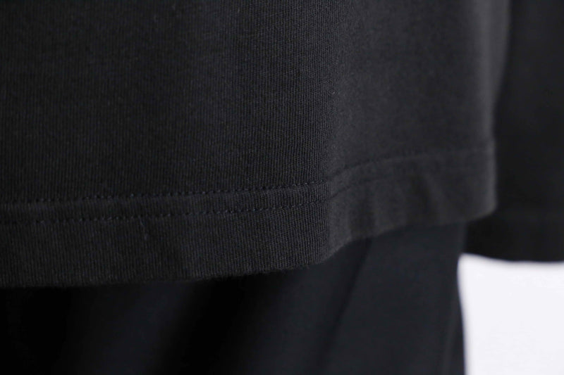 black knit switch design cotton L/S shirt