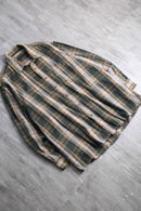 green base tartan check light flannel shirt