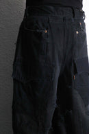 "Re:make" black buggy flare big denim pants